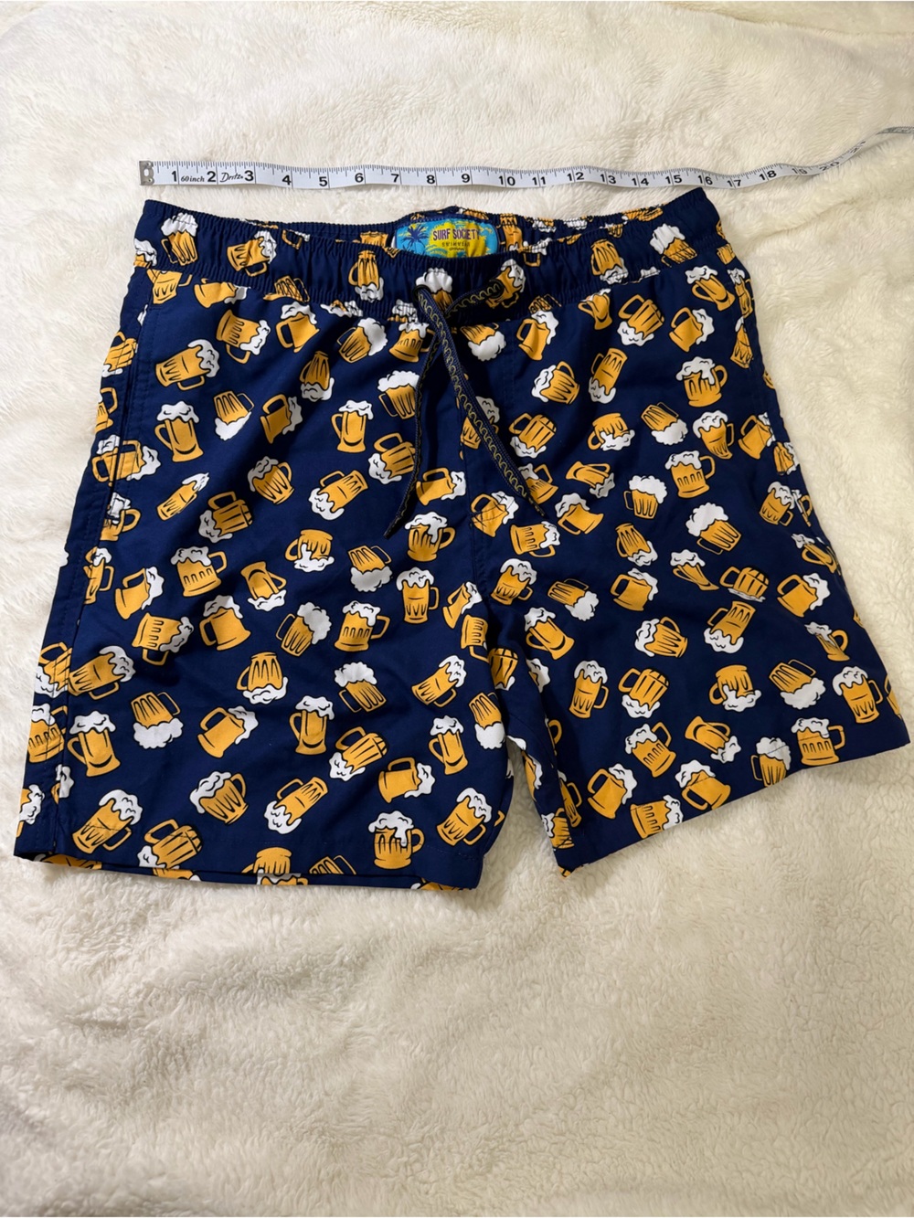 Men's Navy Blue Beer Mug Print Swim Pajama Bottoms